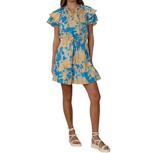 Elizabeth James The Label Tinsley Dress Tropical Toile Resort Vacation Size XS